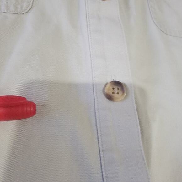 Vtg Talbots Button Up Shirt Dress Khaki Tan Womens 12 Petite Cotton Safari - Picture 8 of 15